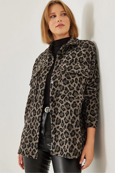 Bianco Lucci Dámská košile s leopardím potiskem Double Pocket Stamp 60351192