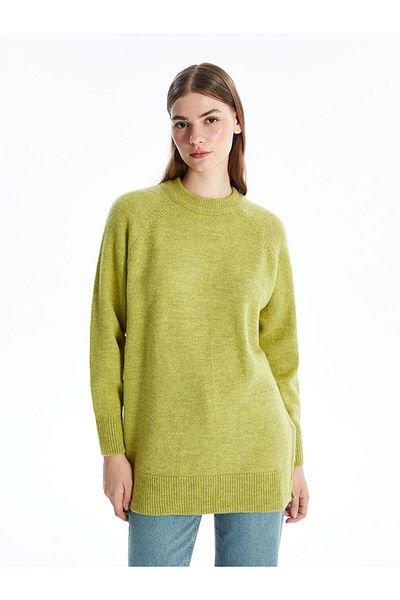 LC Waikiki Women's Knitwear Tunic - Crew Neck, Solid Long Sleeve