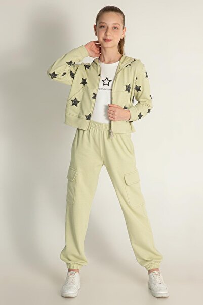 Dmb 9-14 ani Cardigan pentru fete, culoare mentă, cu fermoar tricou