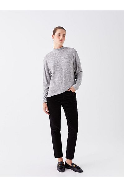 LC Waikiki Pantaloni de damă din catifea, cu talie obișnuită, slim fit