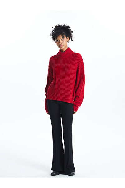 LC Waikiki Red Half Turtleneck Women's Knitwear Sweater