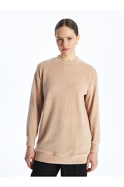 LC Waikiki Lw - Crew Neck Plain Long Sleeve Velvet Women's Tunic