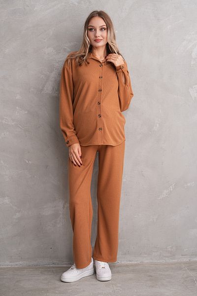 Miss Dünya Lissa Pregnant and Maternity Bottom Top Suit with Front Button Corded Twisted Fabric Pockets