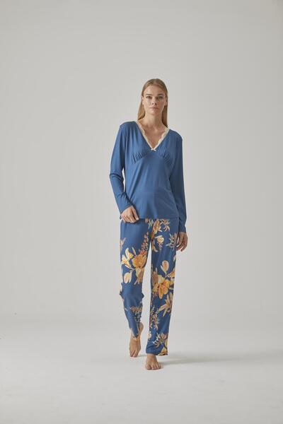 Relax Mode Kadın V Yaka Pijama Takımı - 10773