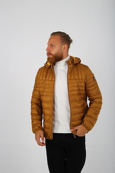 DAKSEL Men's Windproof Hooded Mustard Puffer Coat