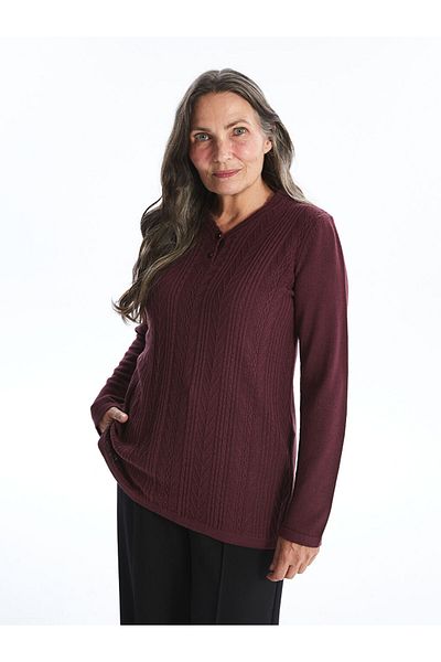 LC Waikiki Pulover de damă cu mânecă lungă cu decolteu în V - W4ac80z8
