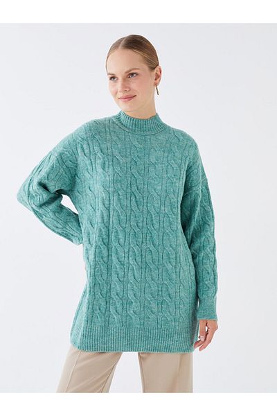 LC Waikiki Half Turtleneck Self-Patterned Long Sleeve Women's Knitwear Tunic