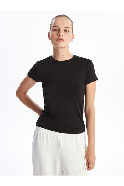 LC Waikiki طاقم الرقبة المطبوعة تي شيرت المرأة