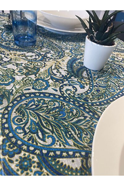 Lucien Home Şal Desen Baskılı Keten Efektli Dertsiz Runner (45*140)