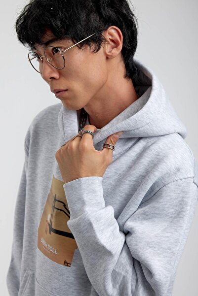 NOMARC Світшот з капюшоном і принтом «сірий горщик»