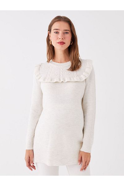 LC Waikiki Crew Neck saját mintás hosszú ujjú kismama kötöttáru tunika