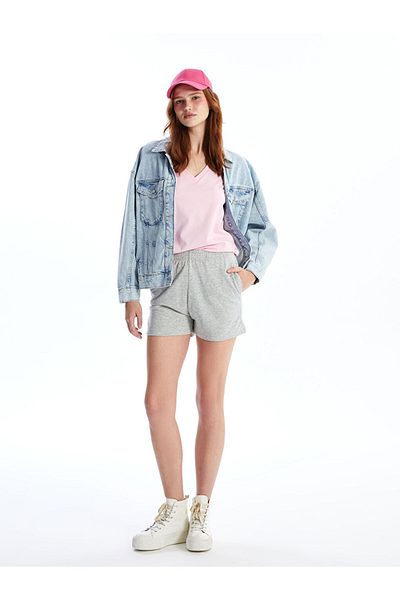 LC Waikiki Lcw Women's Elastic Waist Straight Shorts Fast Fashion