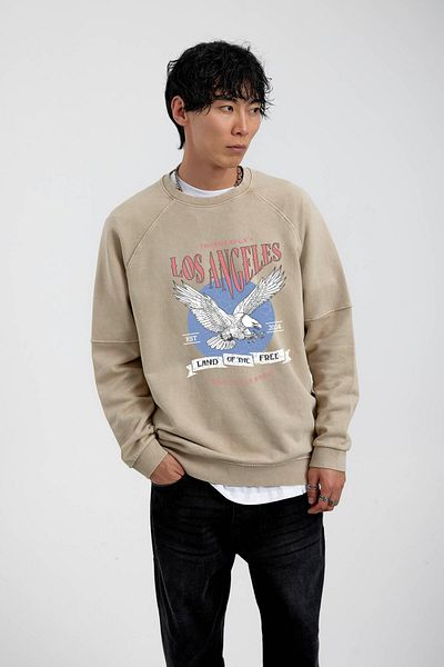 NOMARC Φούτερ με στάμπα Cream Eagle