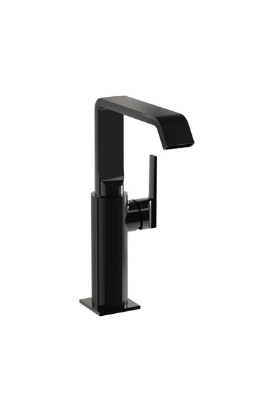 VitrA Suit A4276539 Çanak Lavabo Bataryası, Yandan Kumandalı, Parlak Siyah