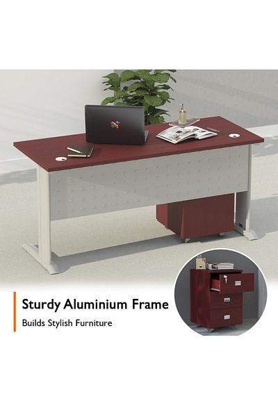 Mahmayi Stazion 1260 Modern Office Desk Apple Cherry with drawers