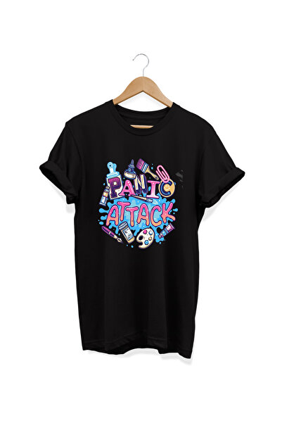 remonz Μπλουζάκι Panic Attack με τύπωμα oversized με λαιμόκοψη 100% βαμβακερό μπλουζάκι μεγάλου μεγέθους