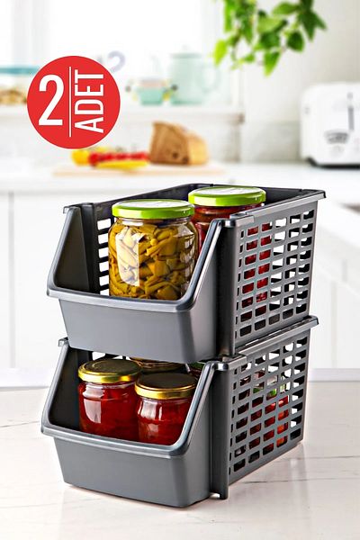 Orvila 2 Pieces Gray Large Size Organizer - Superimposed, Multi-Purpose