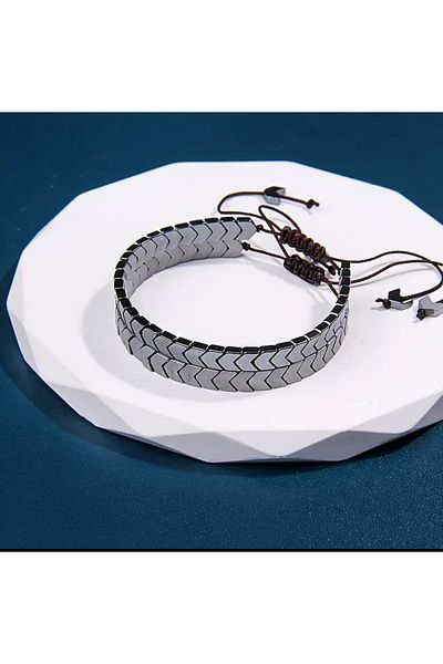 alpikom Row String Bracelet-Steel Look Heavy Stone Bracelet