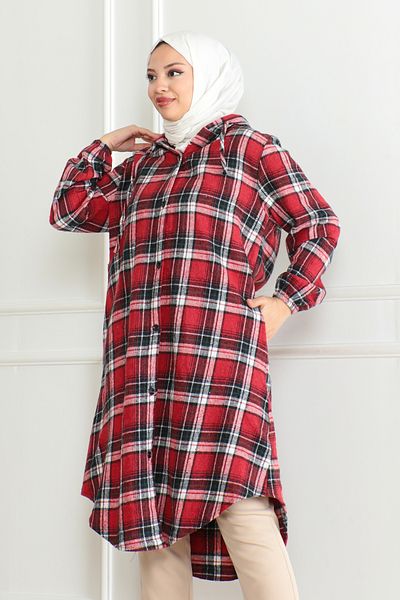 Nevayla Moda Women's Plaid Lumberjack Shirt / Ü0501 - Red