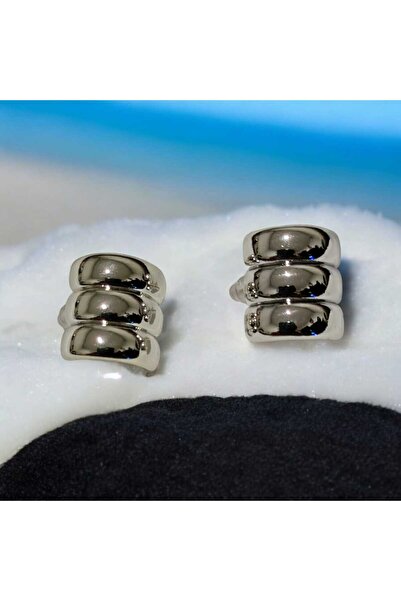 Bontexs Üç Sıra Gümüş Halka Küpe