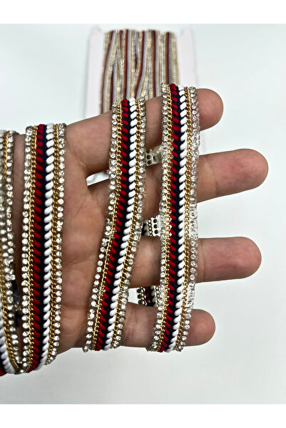 KARAASLAN Renkli Ütüyle Yapışan Taşlı Zincirli Şerit-1 Metre