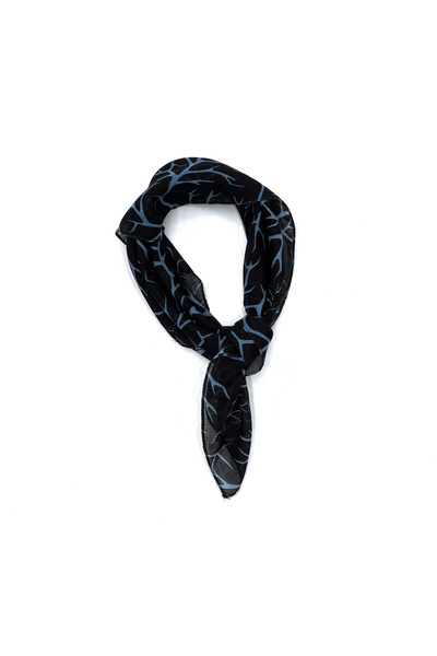 nazipek Pamuklu Geometrik Desen Bandana 50x50cm İnce Fular