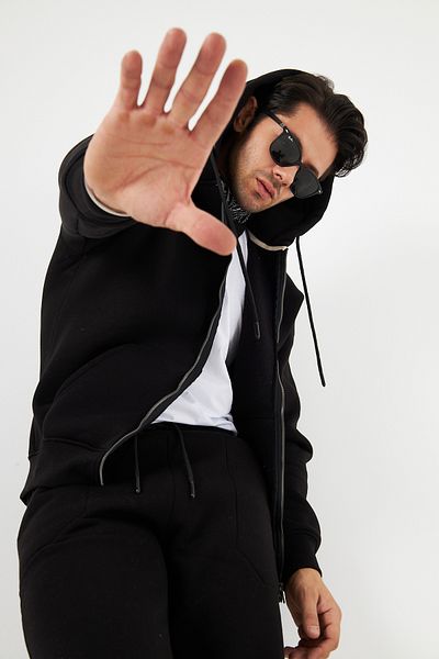 The Champ Clothing Суитшърт тип кенгуру с качулка и цип с 3 повдигнати нишки