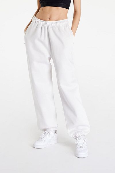 Nike Ψηλόμεσο φαρδύ γυναικείο παντελόνι - Solo Swoosh Fleece Pant, Βαμβακερό με επένδυση, Off White