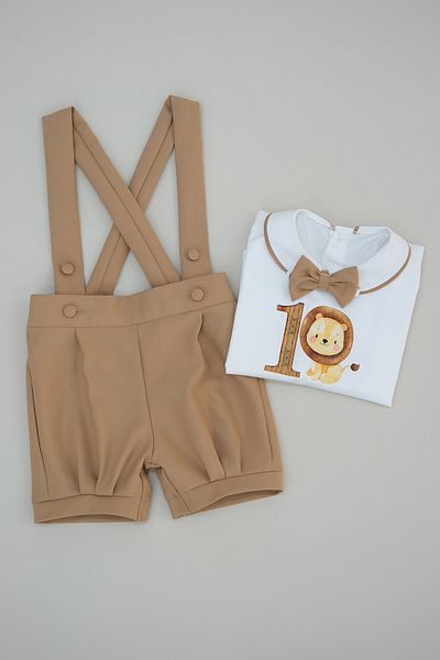 annerüyası 1 Year Old Lion Printed Shorts Salopet Set