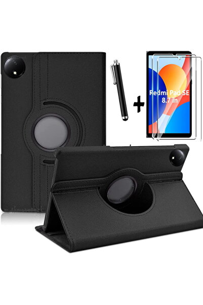 m.tk moveteck Xiaomi Redmi Pad Se 8.7 Inç Tablet Kılıf 360 Döner Pu Deri Standlı Kapak Ekran Koruyucu ve Kalem Set