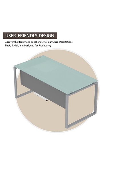 Mahmayi Glas 4114 White Modern Workstation