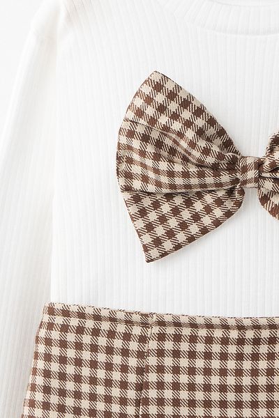Banamio Dorothy Piti Checkered Two-Piece Set with Bow Detail Shorts Skirt