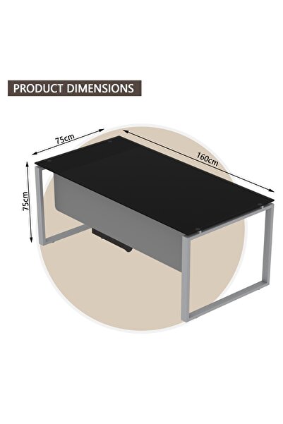 Mahmayi Glas 4116 Black Modern Workstation