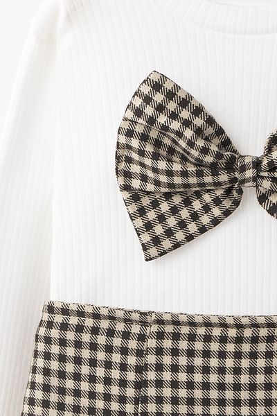 Banamio Dorothy Piti Checkered Two-Piece Set with Bow Detail Shorts Skirt