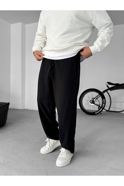 BYBASICMAN Baggy Cut Black Double Fabric Trousers - Ke-7000