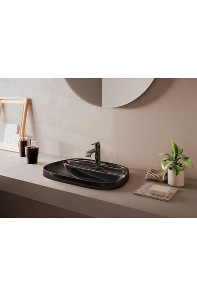VitrA بدلة سوداء لامعة أ4281639 - صنبور حوض، جهاز تحكم علوي