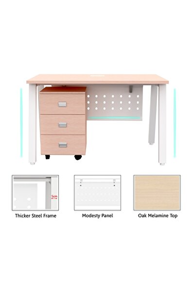 Mahmayi Bentuk 139-16 Oak Modern Workstation
