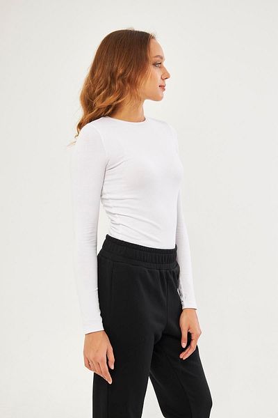 Chandraswear White Women's Basic Round Neck Long Sleeve Blouse - Floris