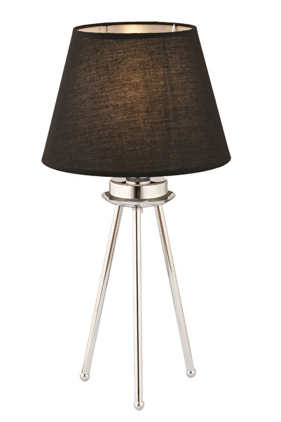 Apliqa Epona Siyah Şapkalı Krom Modern Dekoratif Salon Abajur