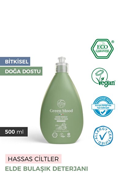 Green Mood Bitkisel Sensitive Elde Bulaşık Deterjanı 500 ml Hassas Ciltler Vegan