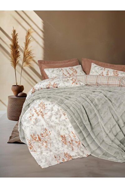 Cotton Box Trim Çift Kişilik Battaniyeli Nevresim Takımı Suave Gri