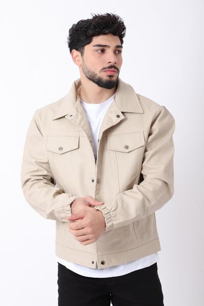 ByTrend Kolu Lastikli Çıtçıtlı Suni Deri Mont STR 5021-Bl 1752_50311-1