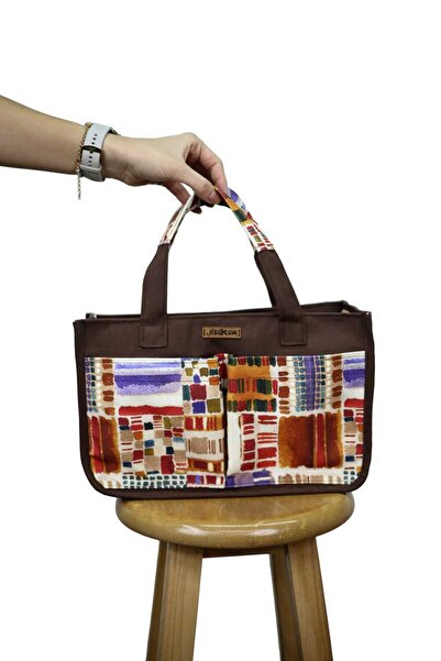 BUSRAKAZANCDESİGN Desenli Cepli Tote Bag El Ve Omuz Çantası