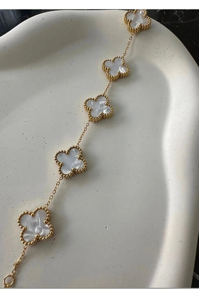 GÇA Moda 316L Kararmaz Çift Taraflı Van Cleef Çelik Bileklik Siyah