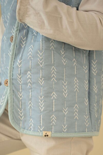 Kirazkids Blue Patterned Plush Baby Vest