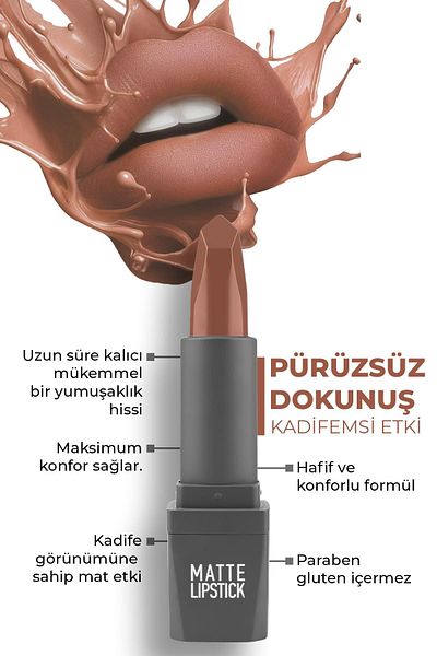 Alix Avien Long Lasting Intense Color Moisturizing Velvety Matte Lipstick - 404 Warm Caramel