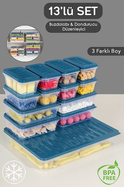 Meleni Home Blue Organizer Set of 13 - Microwave Refrigerator, Freezer
