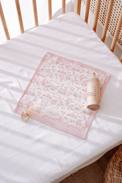 Atelier Babbi 100% Cotton Muslin Baby Blanket and 3-Piece Diaper Set - Toile De Jouy / Pink