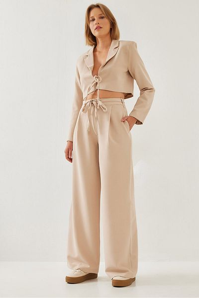 Bianco Lucci Damen-Set mit Crop-Jacke, doppelter Unterseite und Oberteil 36373 60251974