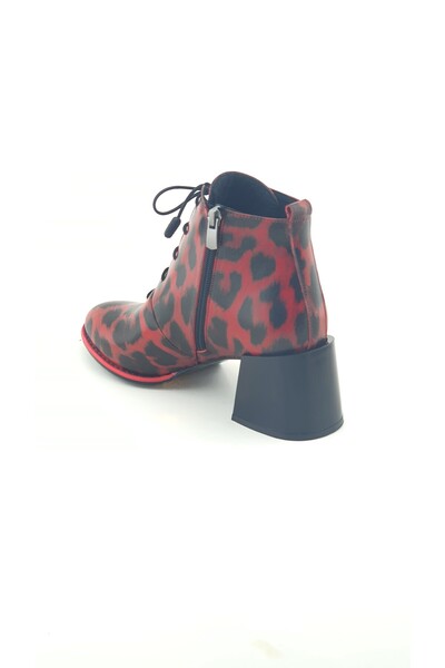 VİNİCCİ AYAKKABI HAKİKİ DERİ KIRMIZI LEOPAR BOT